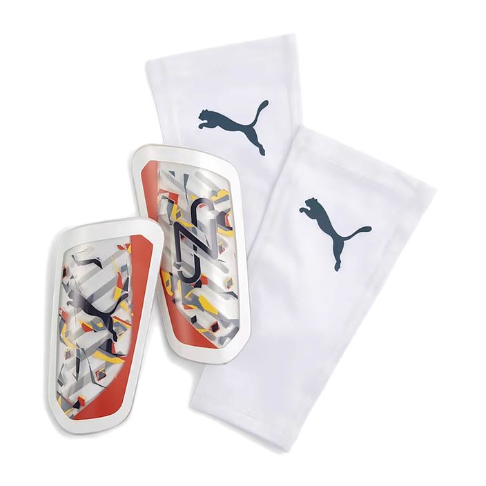 PUMA Neymar JR Ultra Flex Sleeve chrániče holení puma white/hot heat/sun stream/puma black 2