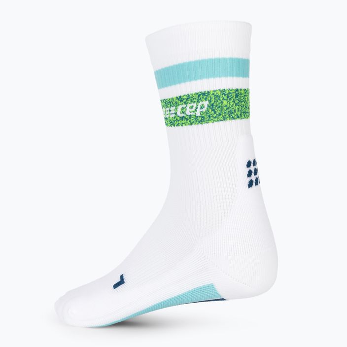 Pánské kompresní běžecké ponožky   CEP Miami Vibes 80's white/green aqua 4