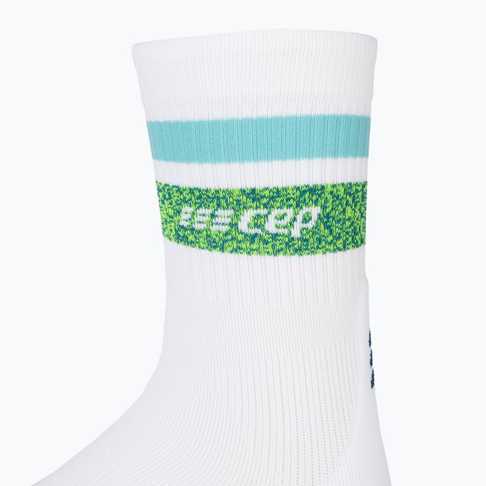 Pánské kompresní běžecké ponožky   CEP Miami Vibes 80's white/green aqua 5