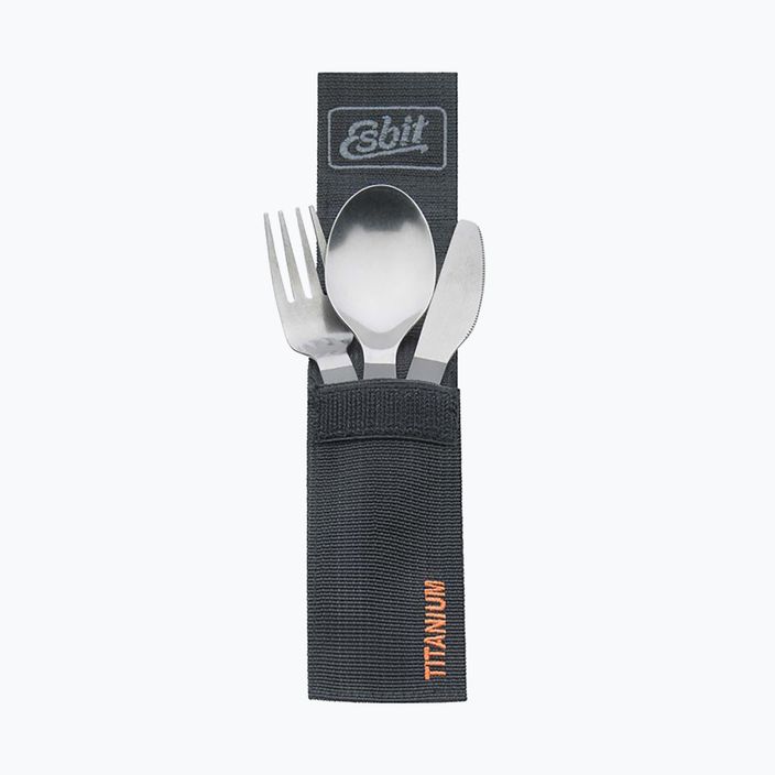 Sada příborů Esbit 3-Pcs Titanium Cutlery-Set W/ Carabiner And Pocket titanium 2
