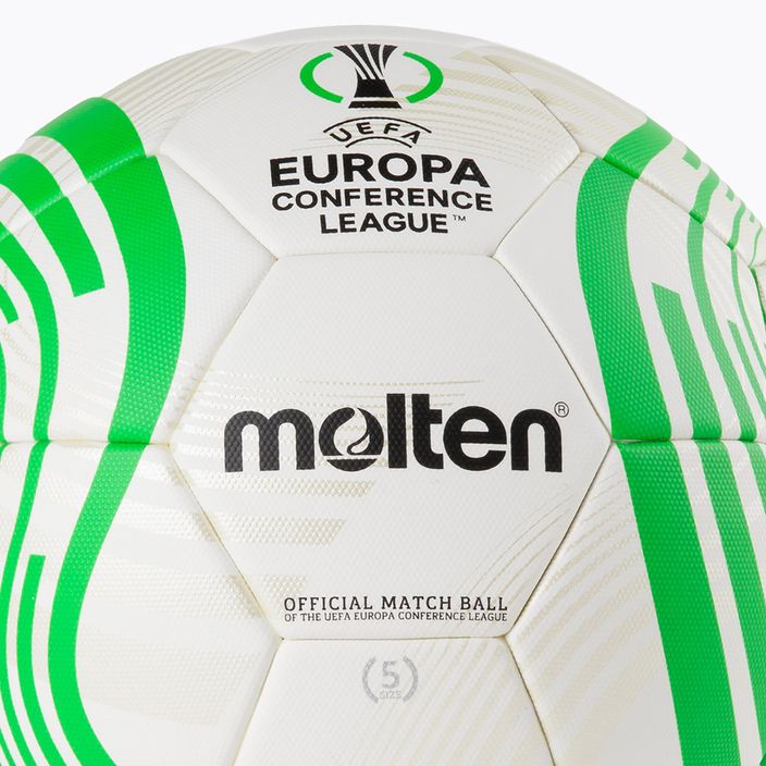 Molten oficiální fotbalový míč UEFA Conference League 2021/22 bílo-zelený F5C5000 3