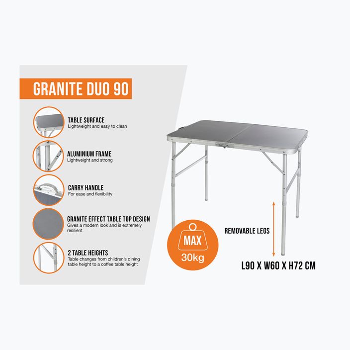 Turistický stůl Vango Granite Duo 90 šedý 2