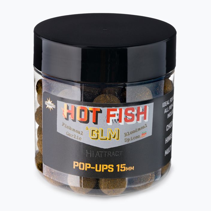 Dynamite Baits Hot Fish & GLM Pop Up 15mm hnědé kaprové plovoucí kuličky ADY041013