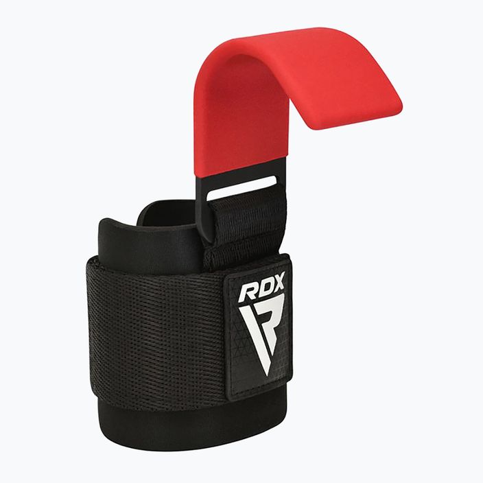 Popruhy s háky na zápěstí RDX W5 Weight Lifting Hook Strap red 2