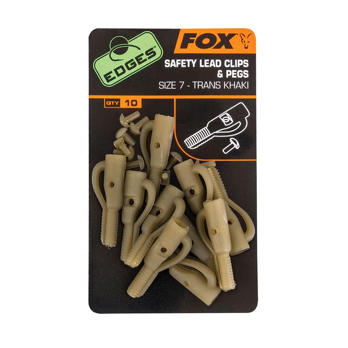 FOX Edges Secure Lead Clip + kolíky 10 ks. Trans Khaki CAC477 2