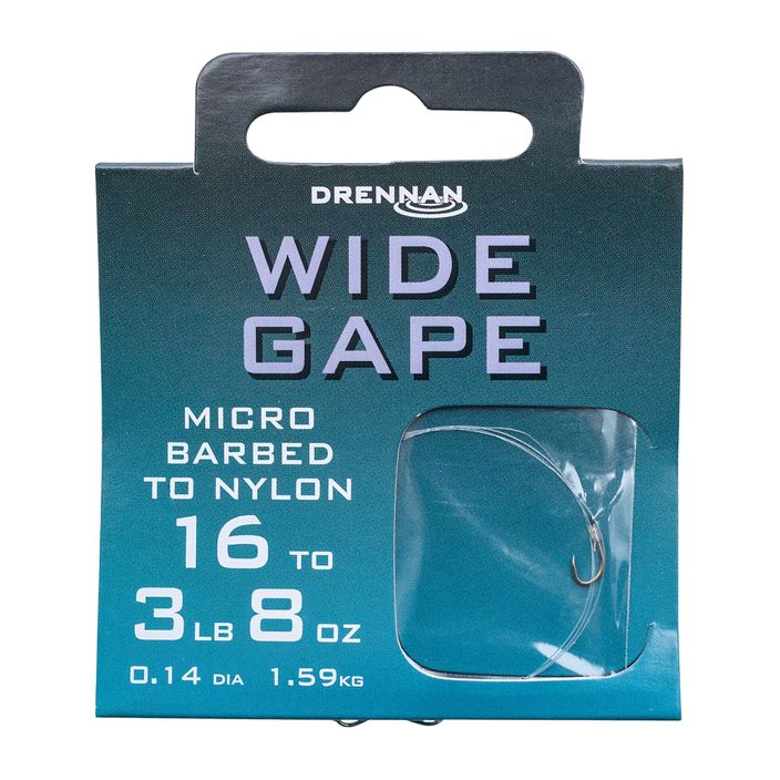 Drennan Wide Gape methode leader micro barbless hook + line 8 ks čirý HNWDGM018 2
