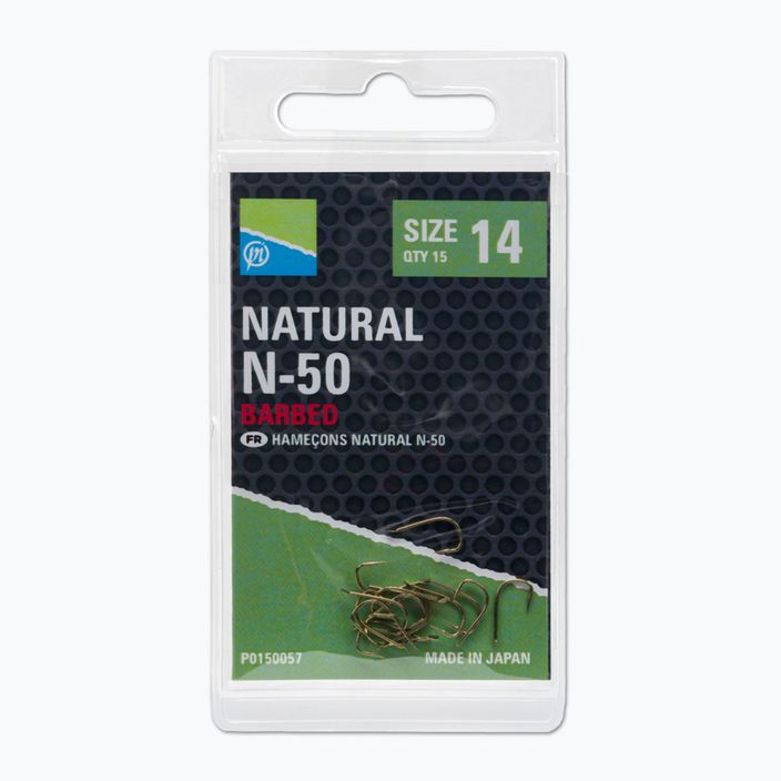 Preston Natural N-50 15 kusů zlatých rybářských háčků P0150057 3