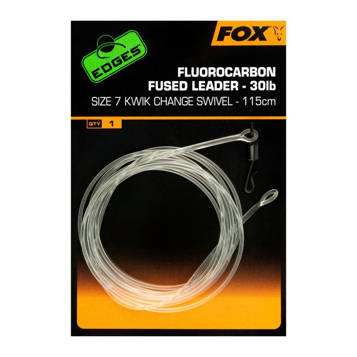 Kaprový návazec Fox Fluorocarbon Fused Leader 30 lb - Kwik Change Swivel 115 cm transparentní CAC717 2