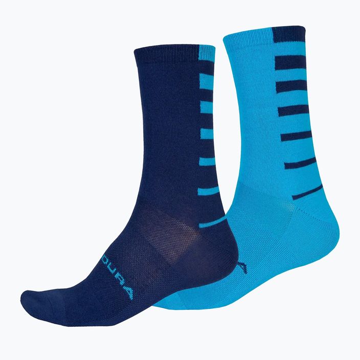 Pánské cyklistické ponožky Endura Coolmax Stripe 2-pack electric blue/navy