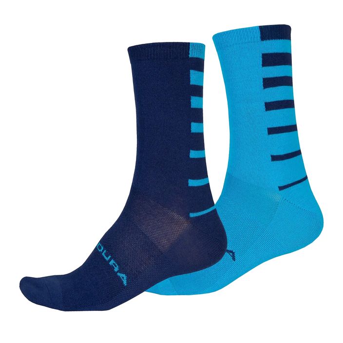 Pánské cyklistické ponožky Endura Coolmax Stripe 2-pack electric blue/navy 2