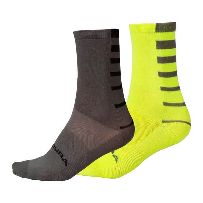 Pánské cyklistické ponožky Endura Coolmax Stripe 2-pack hi-viz yellow/grey 2