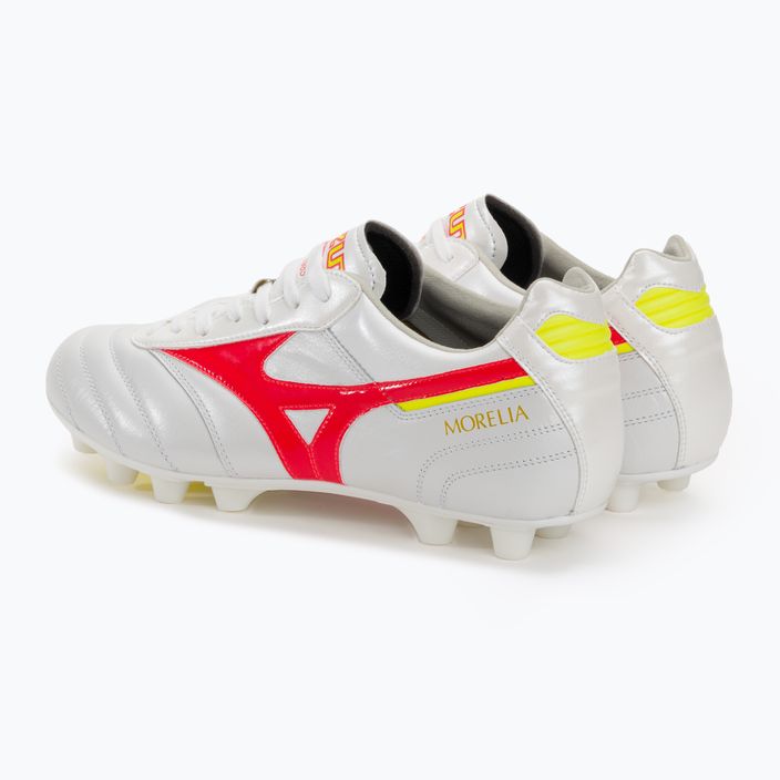Pánské fotbalové boty Mizuno Morelia II Elite MD white/flery coral2/bolt2 3