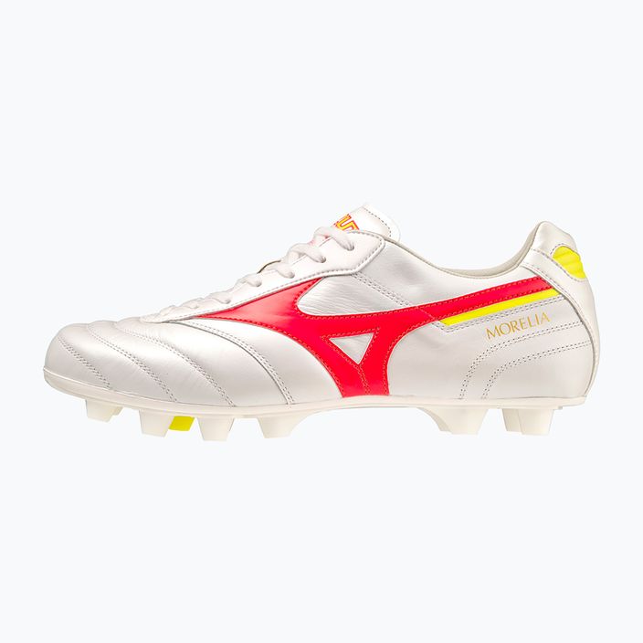 Pánské fotbalové boty Mizuno Morelia II Elite MD white/flery coral2/bolt2 9