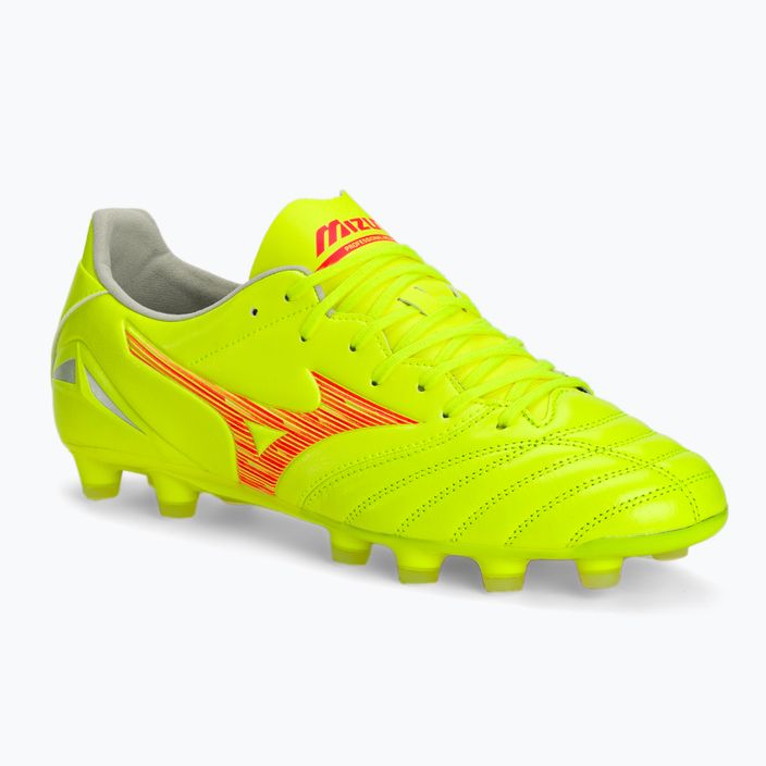 Pánské kopačky Mizuno Morelia Neo IV Pro MD safety yellow/fiery coral 2/galaxy silver