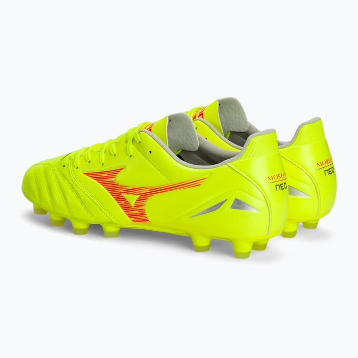 Pánské kopačky Mizuno Morelia Neo IV Pro MD safety yellow/fiery coral 2/galaxy silver 4