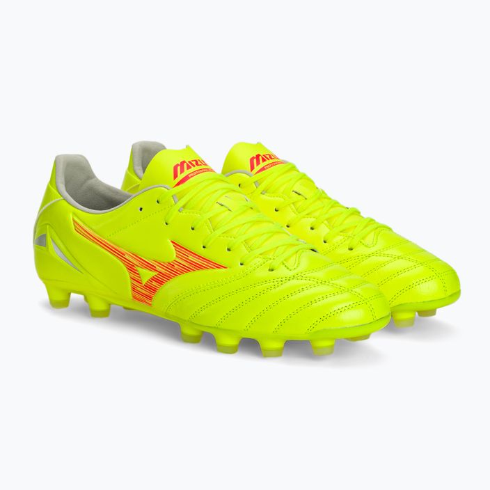 Pánské kopačky Mizuno Morelia Neo IV Pro MD safety yellow/fiery coral 2/galaxy silver 5