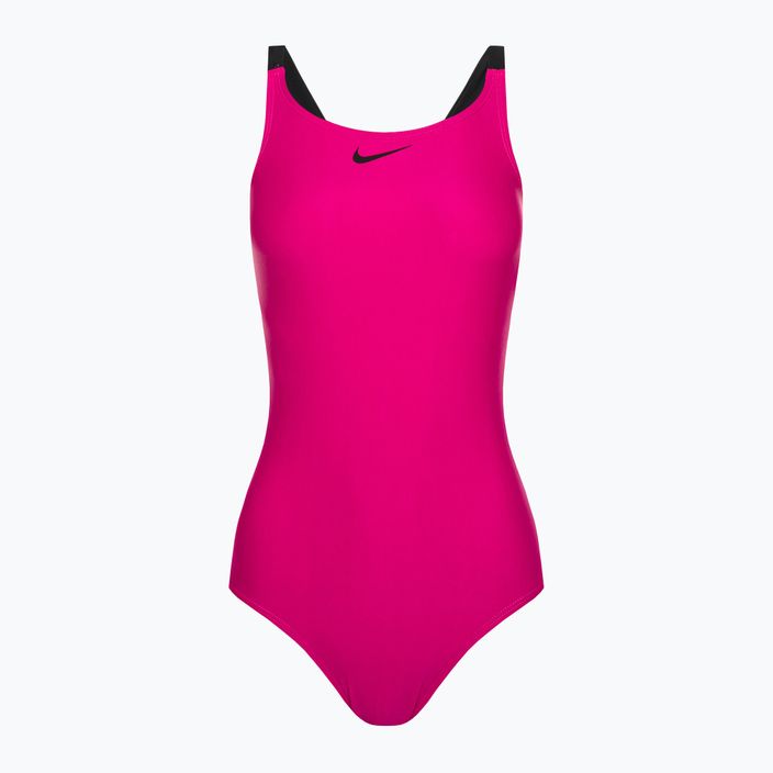 Dámské jednodílné plavky Nike Logo Tape Fastback růžové NESSB130-672