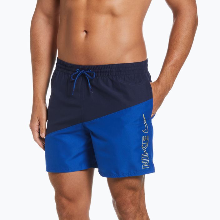 Pánské koupací šortky Nike Block Swoosh 5'' Volley tmavě modré NESSC492 3