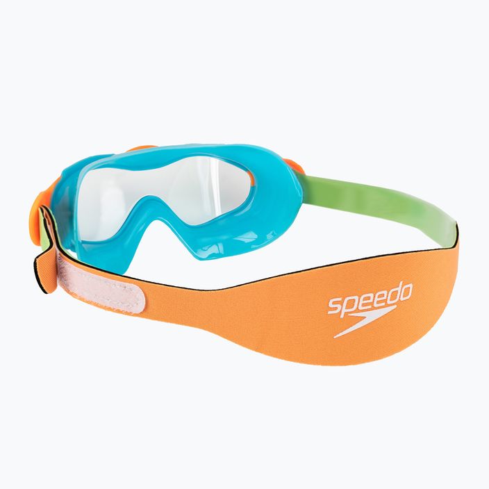 Speedo Sea Squad Dětská plavecká maska Jr azurově modrá/fluo zelená/fluo oranžová/čirá 4