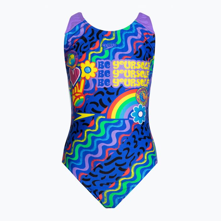 Speedo Digital Placement Splashback dětské jednodílné plavky modré a fialové 8-00262514737
