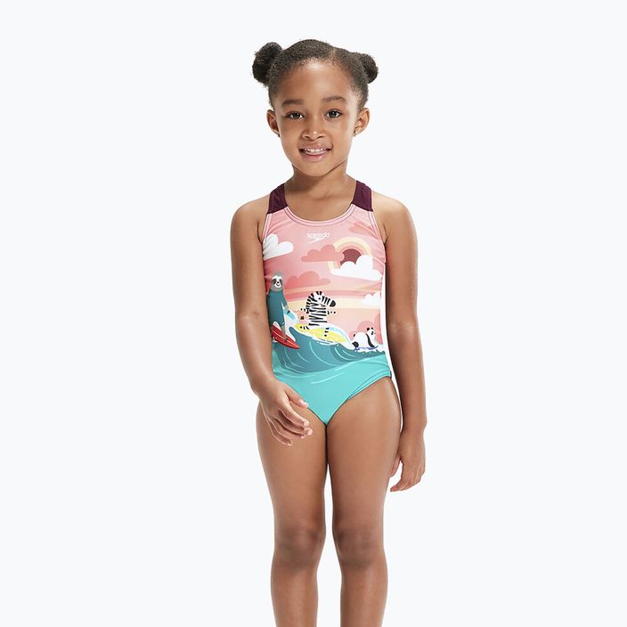 Speedo Dětské jednodílné plavky s digitálním potiskem modré a růžové 8-0797015159 4