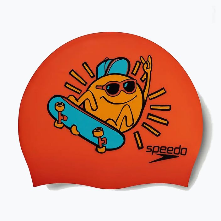 Dětská plavecká čepice Speedo Junior Printed Silicone oranžová/žlutá 2