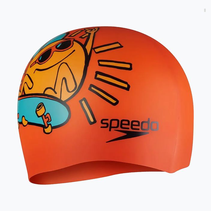 Dětská plavecká čepice Speedo Junior Printed Silicone oranžová/žlutá 3