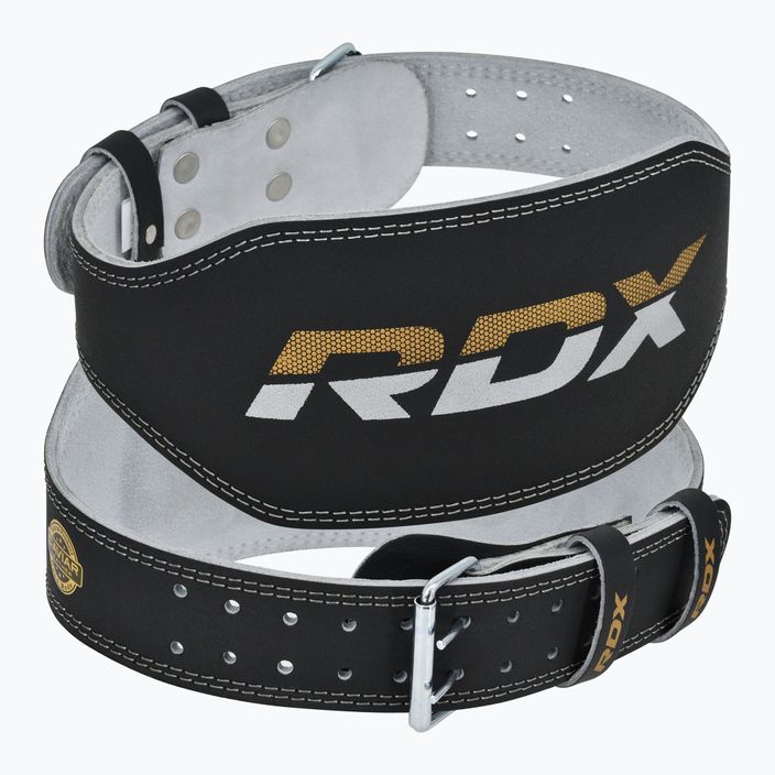 Vzpěračský opasek RDX Belt 6" Leather black/gold 7