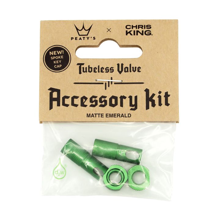 Víčko ventilku pneumatiky Peaty'S X Chris King Mk2 Tubeless Valves Accessory Kit zelené 83800 2
