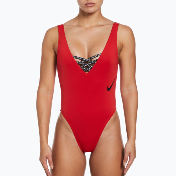 Nike Sneakerkini U-Back dámské jednodílné plavky červené NESSC254-614 5