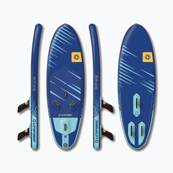 Unifiber RPM iWindsurf 280 FCD and Maverick II Rig navy blue windsurfing board UF900110310