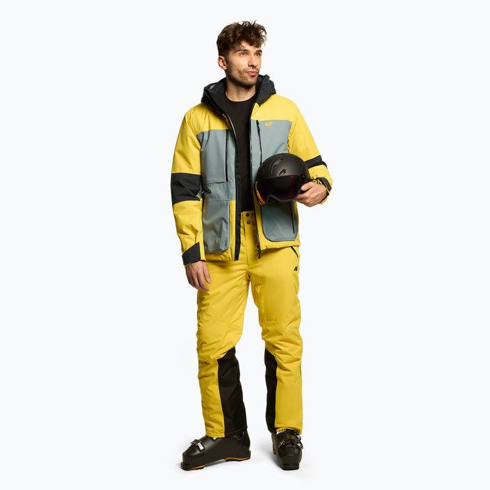 Pánská lyžařská bunda 4F žluto-šedá H4Z22-KUMN012 2