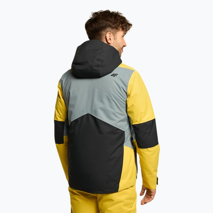 Pánská lyžařská bunda 4F žluto-šedá H4Z22-KUMN012 3