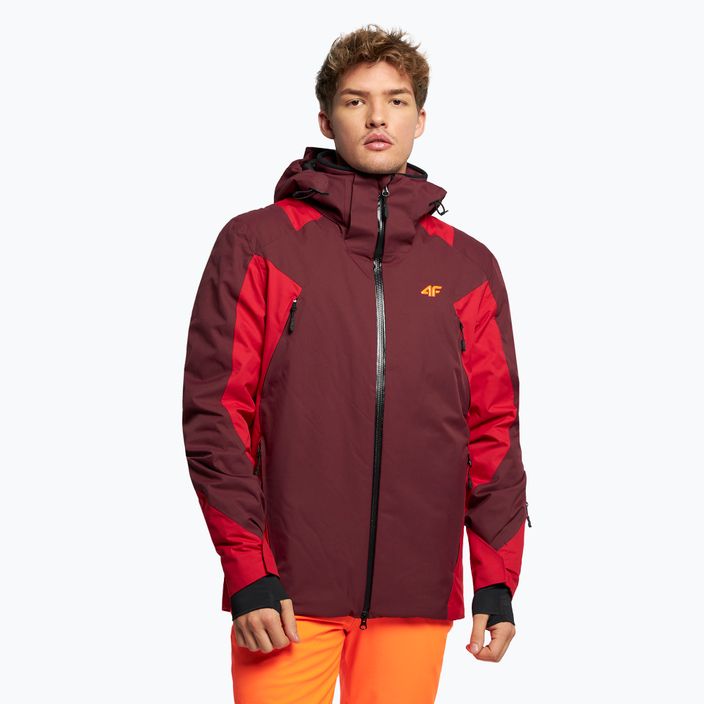 Pánská lyžařská bunda 4F bordovo-červená H4Z21-KUMN015
