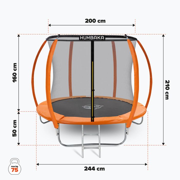 HUMBAKA Super 244 cm Oranžové trampolíny Super-8' 2