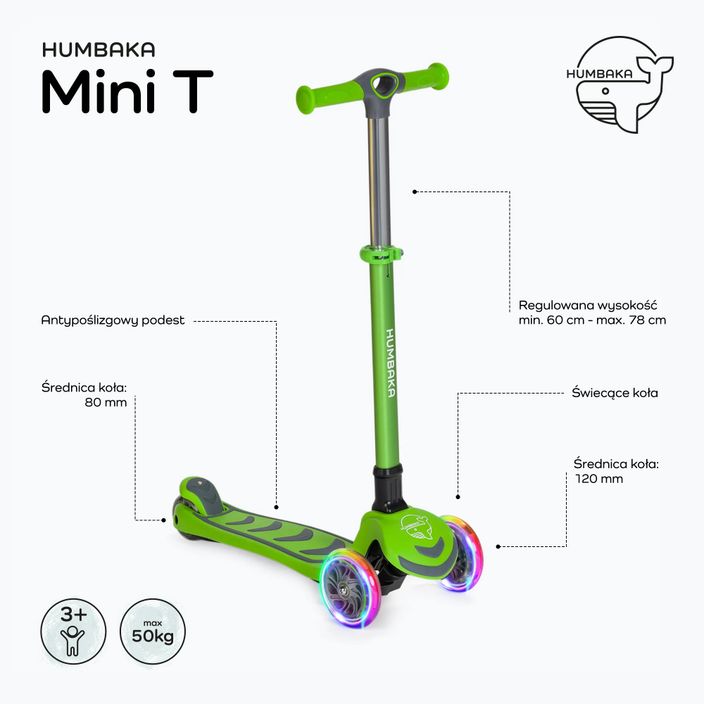 HUMBAKA Mini T dětská tříkolová koloběžka zelená HBK-S6T 2