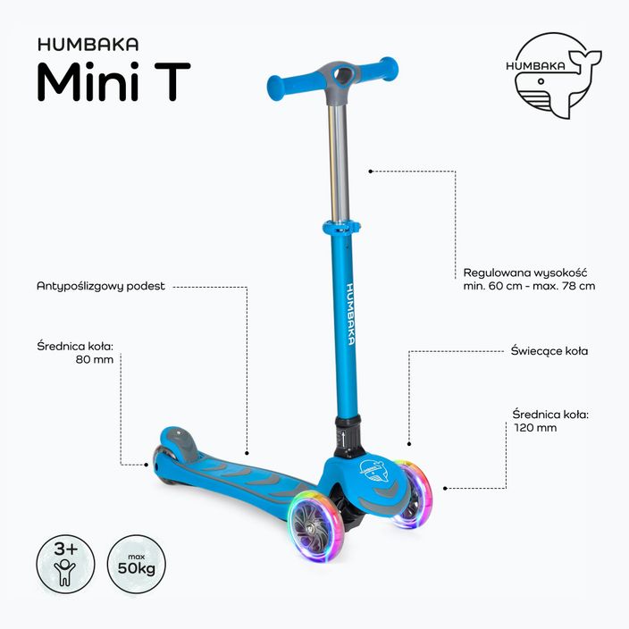 HUMBAKA Mini T dětská tříkolová koloběžka modrá HBK-S6T 2