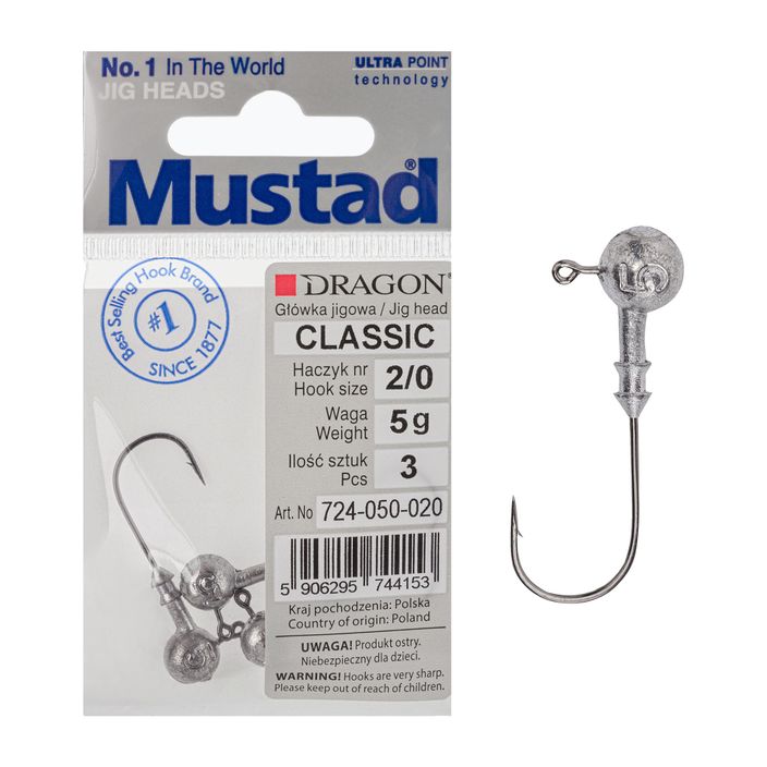 Mustad Classic jigová hlava 3 ks. 2/0 stříbrná PDF-724-050-020 2