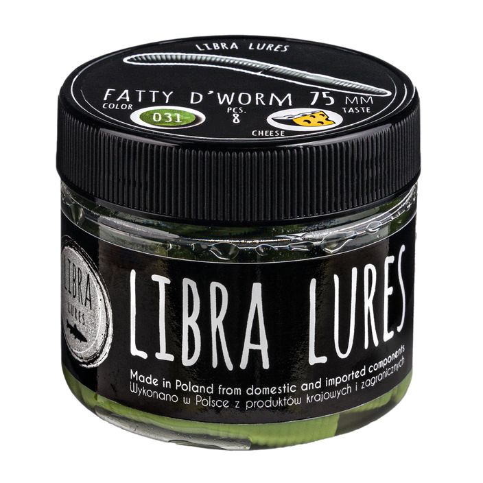 Libra Lures Fatty D'Worm Cheese 8 ks. Olive FATTYDWORMK75 2
