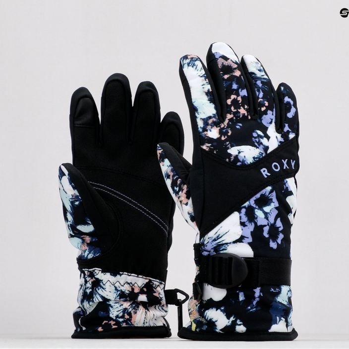 Dětské rukavice na snowboard ROXY Jetty 2021 true black black flowers 6