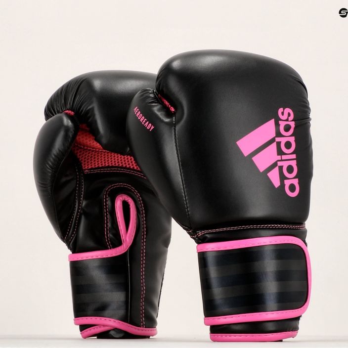 Boxerské rukavice Adidas Hybrid 80 černo-růžové ADIH80 7