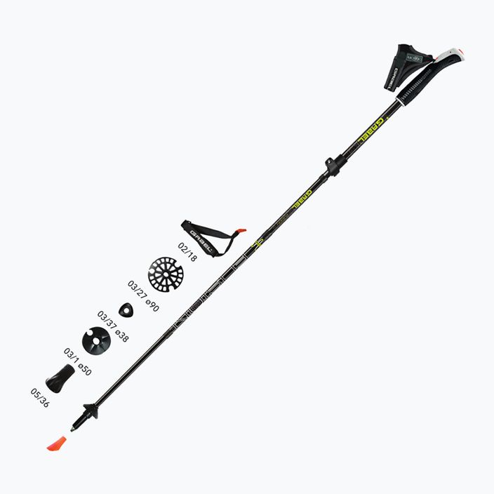 Nordic walking hůlky  GABEL Fusion Wired czarny/limonkowy 6