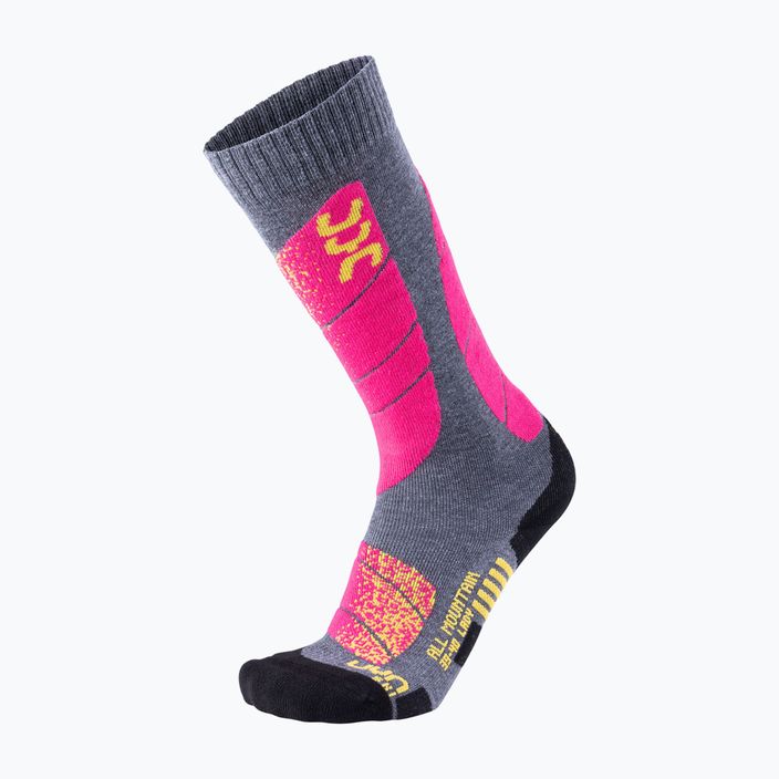 Dámské lyžařské ponožky UYN Ski All Mountain medium gray melange/pink