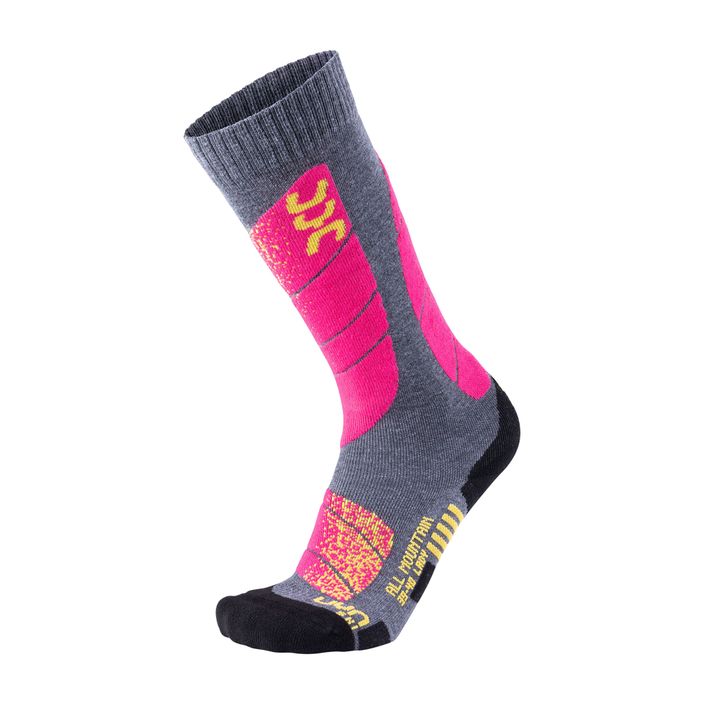 Dámské lyžařské ponožky UYN Ski All Mountain medium gray melange/pink 2