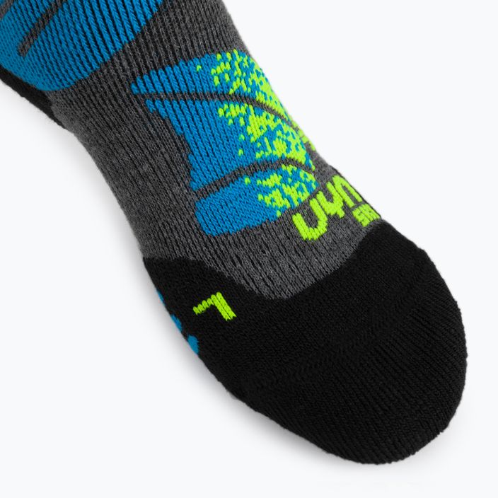 Dětské lyžařské ponožky UYN Ski Junior medium grey melange/turquoise 4