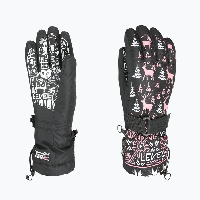 Level Junior ninja růžové dětské lyžařské rukavice 6