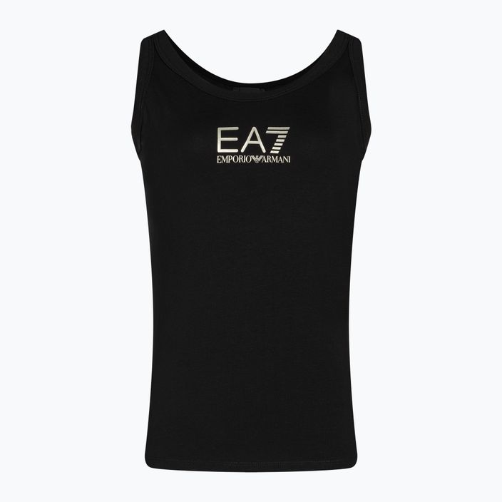 Dámské tílko tank top  EA7 Emporio Armani Train Shiny black/logo light gold