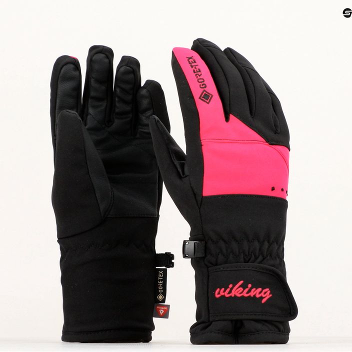 Dámské lyžařské rukavice Viking Sherpa GTX Ski černo-růžové 150/22/9797/46 9