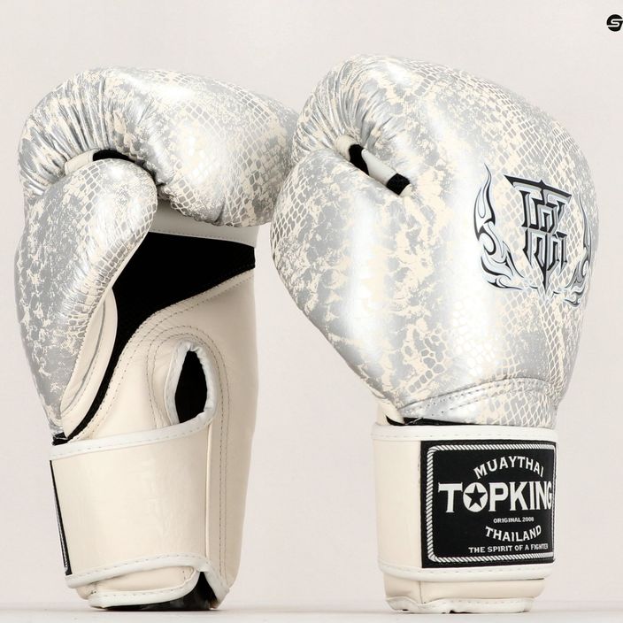 Boxerské rukavice Top King Muay Thai Super Star Snake white TKBGSS-02A-WH-SV-10 7
