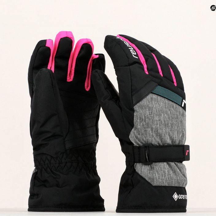 Dětské lyžařské rukavice Reusch Flash Gore-Tex černá/černá melanž/růžová glo 11